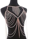 Boderier Retro Bikini Bralette Chain Harness Necklace Crossover Body Chain For Women (Rose Gold)