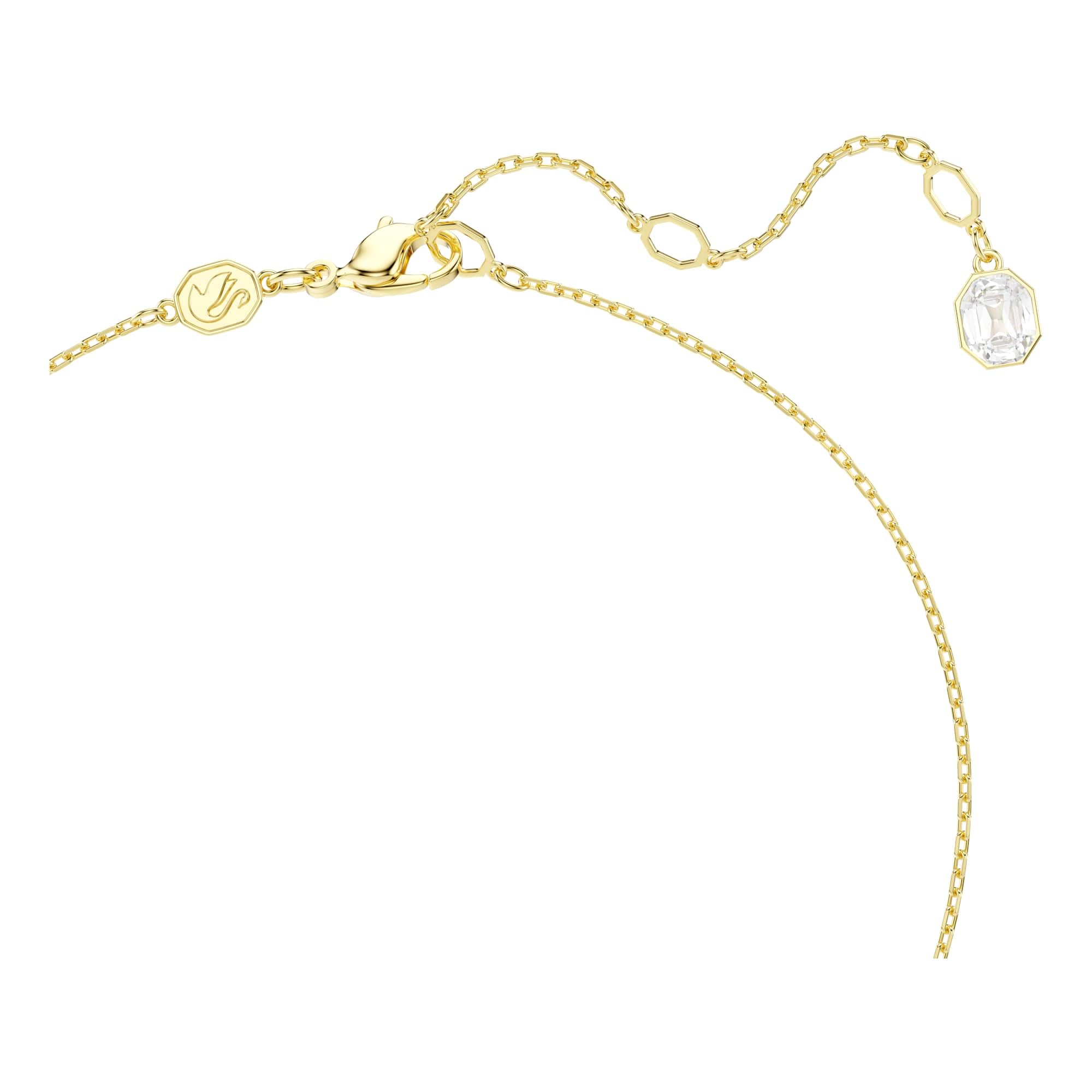 Swarovski Idyllia Pendant Necklace, Flower Motif with Multicoloured Mixed-Cut Crystals and Crystal Pearls in a Gold-Tone Finished Setting, Part of the Idyllia Collection