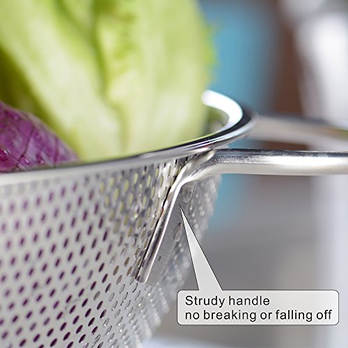 ZESPROKA Stainless Steel Micro-perforated 5-Quart Colander Strainer - With Solid Handles and Stable Draining Ring Base - Ideal for Pasta, Beans, Noodles, Vegetables & Fruits - Thumbnail 6