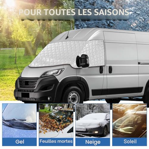 Windshield Cover for Fiat Ducato/Opel Movano/Citroen Jumper X250/290 2006-2023 UV Protection Ice Frost Rain Dust Windows Leaf Drop