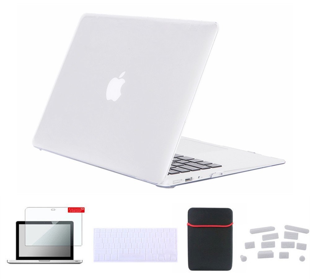 Se7enline Compatible with Macbook Air Case Snap-On Plastic Hard Crystal Cover for Macbook Air 13 in A1369/A1466, with Sleeve and Keyboard Skin, Screen Protector, Dust plug, Crystal Clear/Transparent