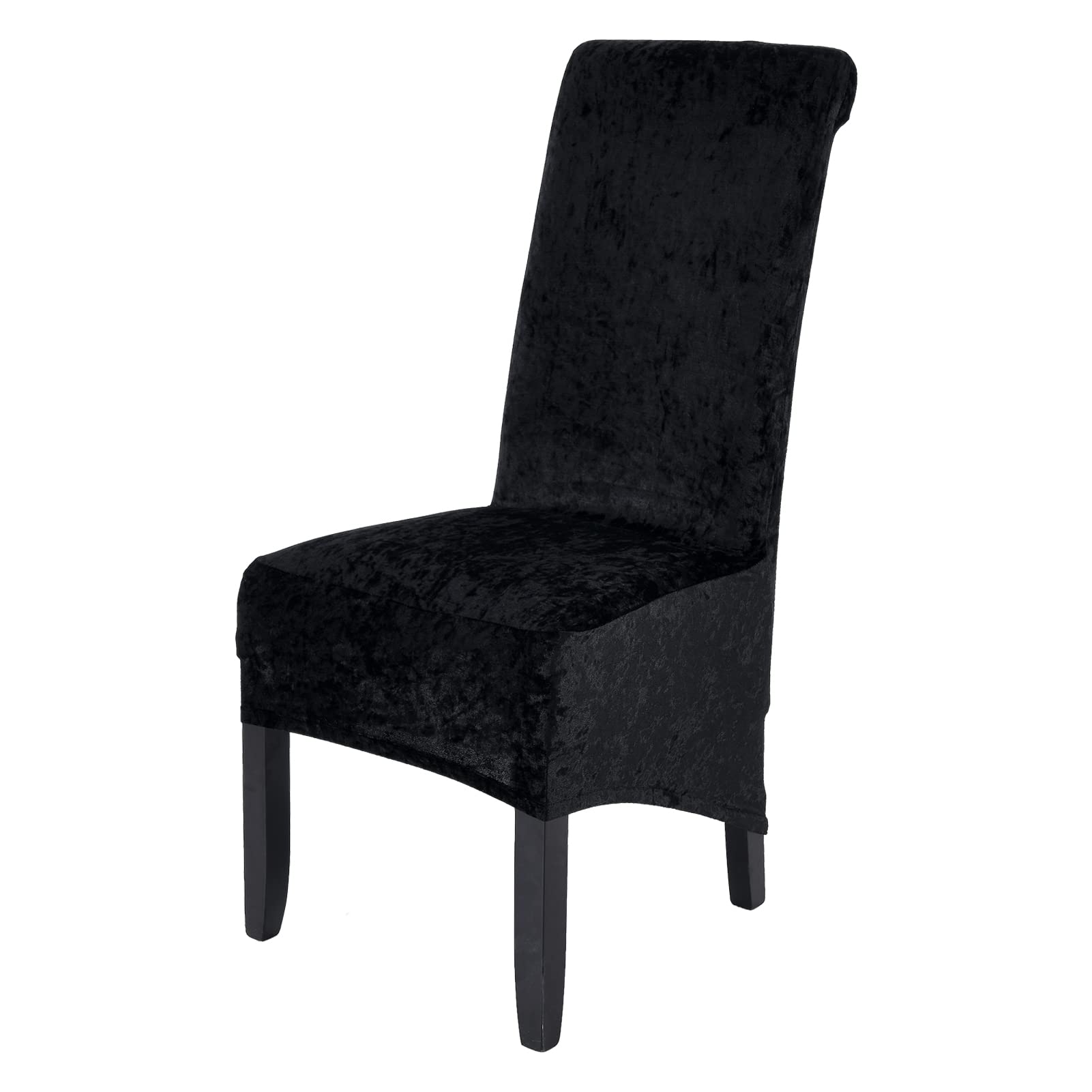 abodos Dining Chair Covers, Crushed Velvet Stretchable Elastic Chairs Protective Cover, Removable Washable Slipcovers for Dining Room Wedding Banquet Party Chair Covers,black,set of 1