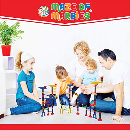 Maze of Marbles 125-Piece Marble Run Toy Set - Educational Building Block Play Track Game - STEM Construction Learning Toys for Kids 4 5 6 Years Old + 25 Glass Marble Balls with Storage Box Container - Thumbnail 5