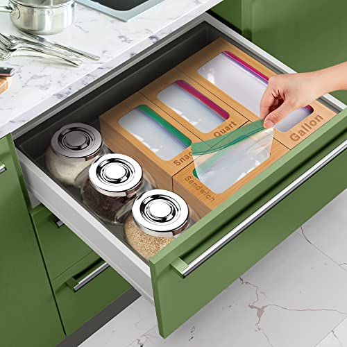 MOKURA Baggie Organizer Dispenser for Drawer Bamboo Ziplock Bag