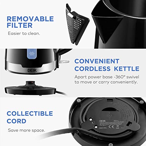 Deik Electric Kettle BPA Free, Fast Boiling Tea Kettle, Cordless Water