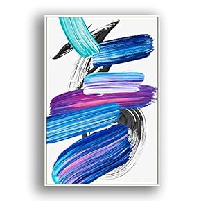 Framed Canvas Wall Art for Living Room, Bedroom Colored Brush Canvas Prints for Modern Home Decoration Ready to Hang - 16"x24" inches