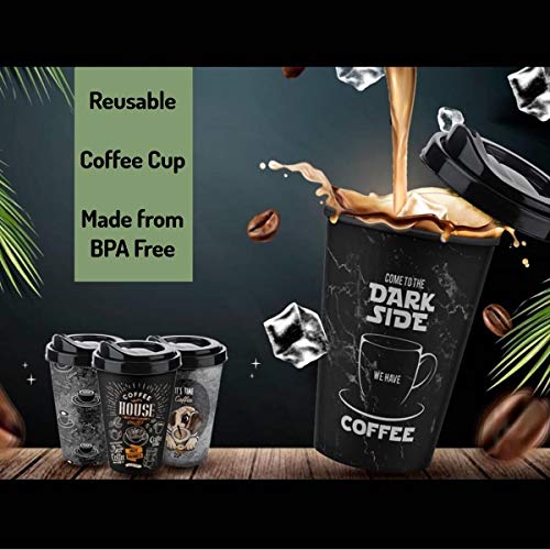 Reusable Coffee Cup, Reusable Coffee Mug, With Lids, Mug, Tea Cup, Beverage container, BPA Free Plastic Hard, Quality, Washable, Quick And Easy To Use For All Beverages 3 pieces cups 3 pieces Lids