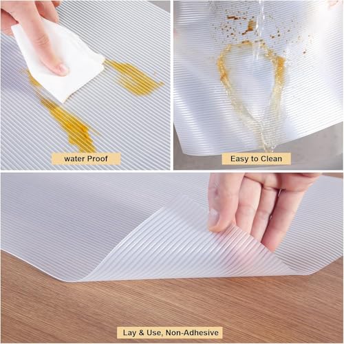 EAQQWWY Non-Adhesive Shelf Liner Non-Slip Waterproof Oil-Proof Cabinet Drawer Liner, Washable EVA Fridge Refrigerator Cupboard Mat, Easy to Cut for Kitchen Pantry Home Use