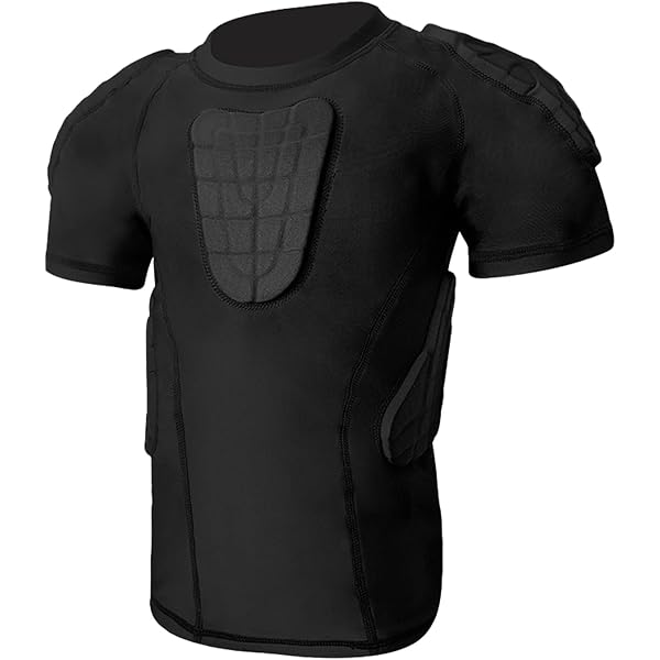 Zicac Padded Compression Shirt With 8 Protective Pads - For Football, Rugby, Baseball, Paintball