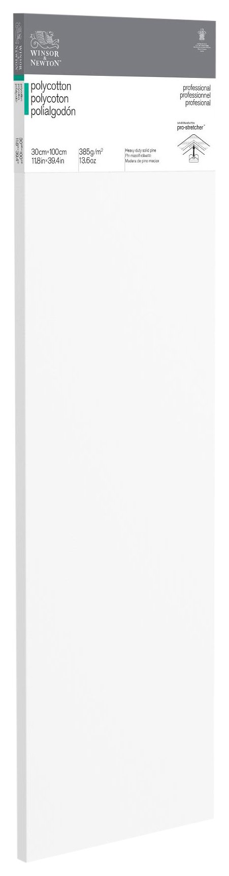 Winsor & Newton 6206012 Professional Stretcher Frame Made of Polycotton 385 g/m² Triple Primed Medium Grain Ideal for Oil and Acrylic Paints 30 x 100 cm