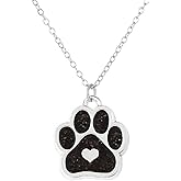 Paw Print Necklace for Women Cute Dainty Animal Pendant Necklace Glitter Personalized Colorful Pet Memorial Necklace Dog or Cat Memorial Jewelry Gifts for Cat Mom Animals Lover
