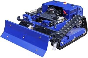 AIWEIYA Remote Control Lawn Mower with Snow Plow, Crawler Track All-Terrain Machine, Oil-Electric Hybrid Power for Extreme Slopes and Large Turf, Adjustable Cutting Height