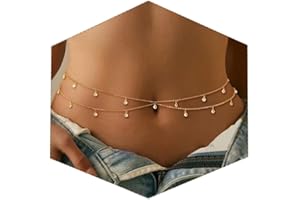 MODRSA Layered Rhinestone Belly Chain Gold Waist Chain for Women Waist Jewelry for Women Gold Belly Chains Summer Stomach Jew