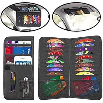 Lebogner Car Sun Visor Organizer And CD Holder, 2 In 1 Auto Interior Accessories Organizer Pocket, Personal Belonging and Registration, Document, Ticket Storage Pouch + 18 Pocket CD, DVDs Storage Case