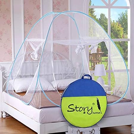 Story@Home Mosquito Net Foldable Queen - XL Size Double Bed (Blue)