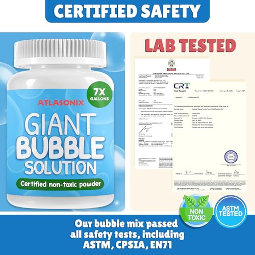 Giant Bubble Solution - Bubble Wands, Bubbles for Kids, Kids Bubbles Mix Powder Makes 896 OZ (7 Gallons) - The Original Solution Mix | 100% Kid Safe