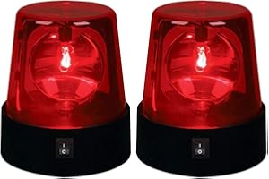 DENPETEC LED Strobe Light,360 Degree Rotating DJ Flashing Stage Effect Battery Powered Strobe Light Car Siren Strobe Light，Disco Party Rotating Lamp(Red,size:2pcs)