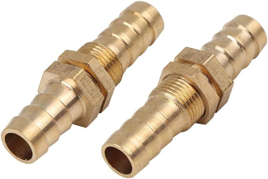 X AUTOHAUX 5 Pcs 10mm Brass Hose Barb Fitting Connector for Car Water Fuel Pipe, Gold Tone, 14X10X2 - Image 5