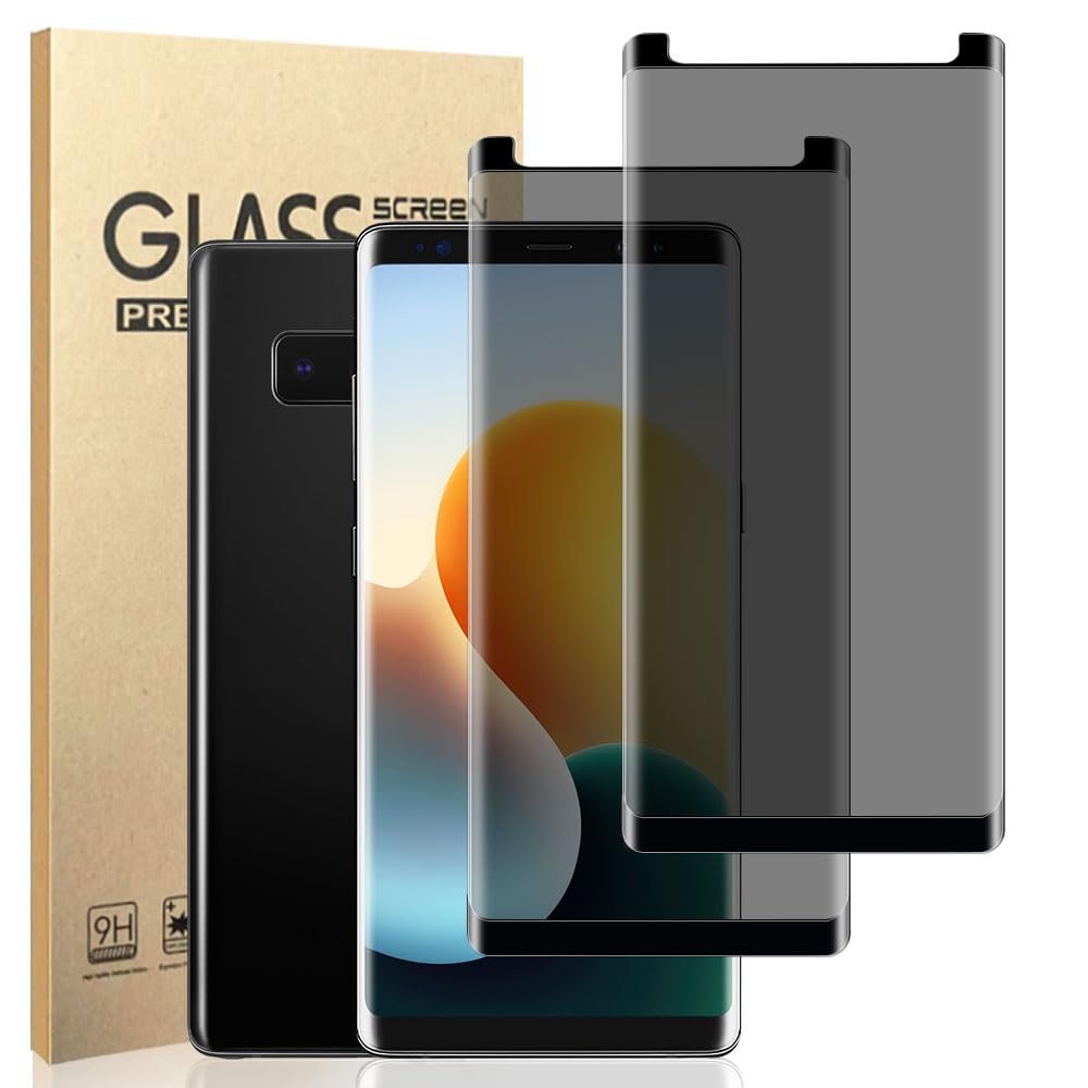 Xenovont 2 Pack Galaxy Note 9 Anti spy Privacy Screen Protector, 9H Tempered Glass,Anti-Glare Anti-Scratch, Smooth and Responsive Absolute, No Bubbles, High Definition Clear