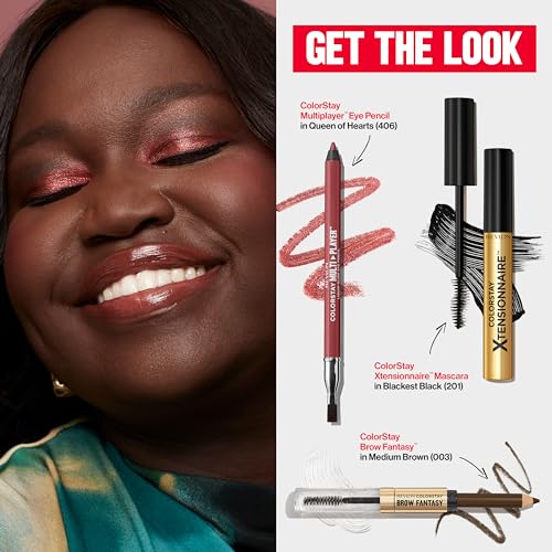 REVLON COLORSTAY BROW FANTASY, ALL IN ONE EYEBROW POWDER PENCIL WITH SHAPING CLEAR GEL, GEL INFUSED WITH PANTHENOL, SMUDGE-PROOF, 16HR VISIBLY FULL BROWS, 004 DARK BROWN