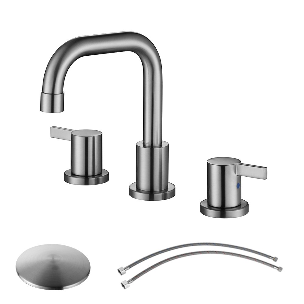 Parlos 2 Handle Wide Spread Bathroom Faucet With Pop Up Sink Drain