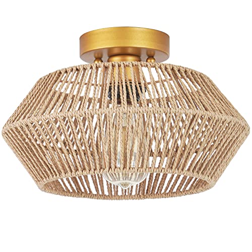 VILUXY Woven Rattan Light Fixtures Ceiling