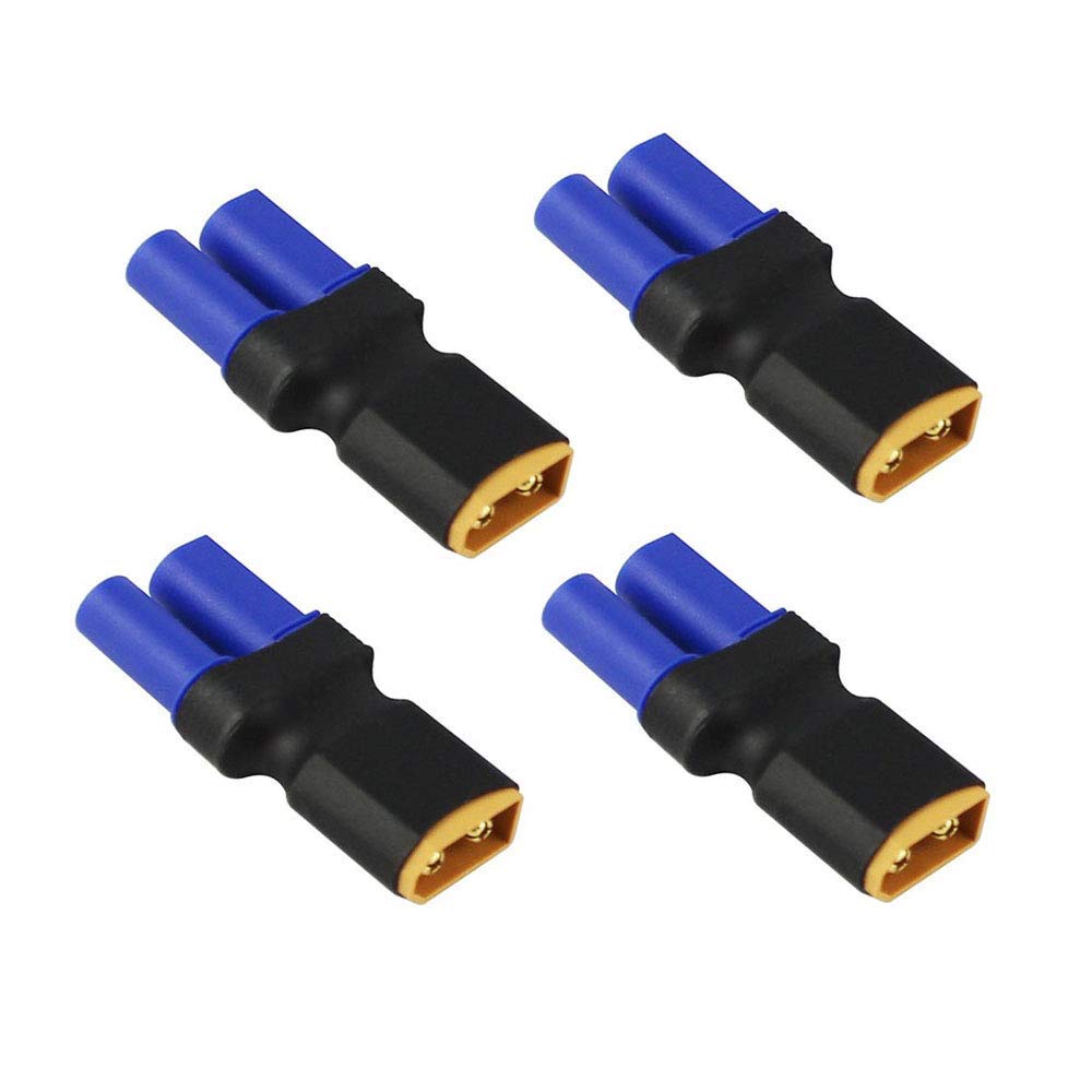 Yowoo 4pcs Male XT60 to Female EC5 Connector Adapter No Wires for RC LiPo Battery (Male XT60 to Female EC5)