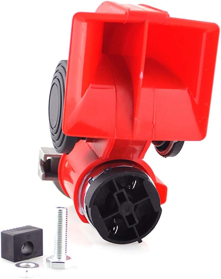 GEDHH Car Horns, 12V 125DB Car Horn Super Loud 180W Moto Truck Horn Dual Tone Electric Pump, Red