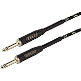 Monoprice 1/4-Inch TS Male Guitar and Instrument Cable - 15 Feet - Black & Gold | 20AWG - Gold Plated - Cloth Series