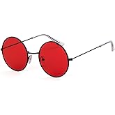 SORVNIO Round Retro Sunglasses Men Women Vintage Small Circle Red Black Hippie Style Sun Glasses
