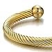 COOLSTEELANDBEYOND Elastic Adjustable Stainless Steel Twisted Cable Cuff Bangle Bracelet for Men Women Gold Color