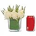 MyGift Artificial Ivory Roses in Square Glass Vase, Faux Flower Arrangements