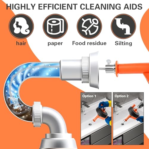 10M Professional Drain Pipe Spring for Sink and Drain, Electric & Manual Drainage Pipe with Drill Attachment for Kitchen, Bathroom, Toilet