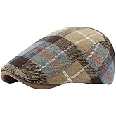 WITHMOONS Tartan Plaid Flat Cap - Irish Ivy Driving Golf Newsboy Hat YZ30229