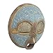 NOVICA Decorative Ghanaian Sese Wood and Aluminum Mask, Blue 'New Love'