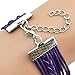 RIUDA Fashion Women Lovely Infinity Owl Pearl Friendship Multilayer Charm Leather Bracelets Gift (Purple )