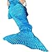 Mermaid Blanket Knitted Mermaid Sleeping Bag Warm Cozy Soft Mermaid Tail Blanket Pattern Women Fashion Crochet Sleeping Blanket Tail Blanket Mermaid Throw Blanket for Bed Sofa Couch Adults Blue