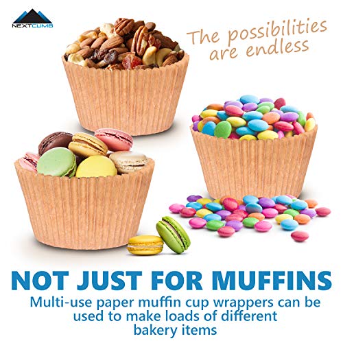 Cupcake Baking Cup Liner - Jumbo Size, Extra Thick, Unbleached Brown Disposable Cup Parchment Liner for Baking- Food Grade & No Smell - Muffin Paper Baking Cups by NextClimb (Pack of 100) - Thumbnail 5