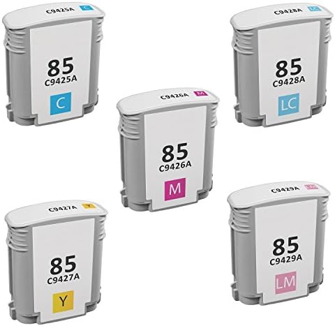 Office Mountain 1Set Remanufactured Cyan Magenta Yellow Light Cyan Light Magenta Ink Cartridges C9425A-C9429A for HP Designjet 30 Designjet 130 series | Rated for 500 pages