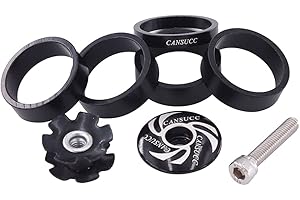 Bicycle Headset Bicycle Front Fork Gasket Set 1/8 Inch Spacer for W/Top Cap Bolt Black