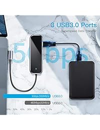 USB C Hub, Tipo C Hub, Baseus 5 en 1 adaptador con 3 puertos USB 3.0, 4K USB C a HDMI, PD puerto de carga compatible con MacBook Pro Air (2018), Galaxy S10 S9 y más dispositivos USB C