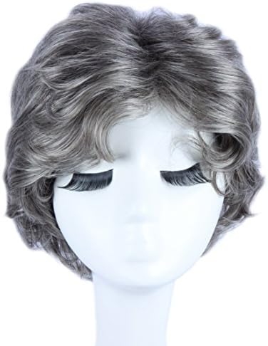 Riyang Unisex Cosplay Wig Short Curly Heat Resistant Silver Gray