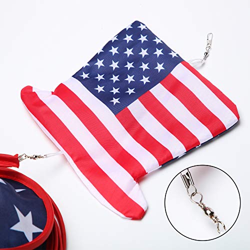 American Flag Hat Wind Spinner Veteran's Day Patriotic Red White and Blue Twister Hanging Windsocks with Hook
