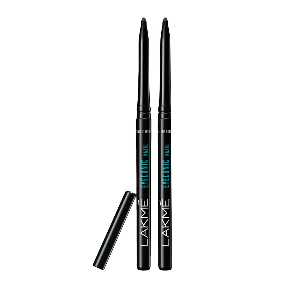 2 X Lakme Eyeconic Kajal Twin Pack, Black, 0.35g - India