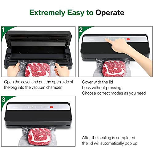 CROMIFY Vacuum Sealer Machine, Automatic Food Sealer Detachable Cover