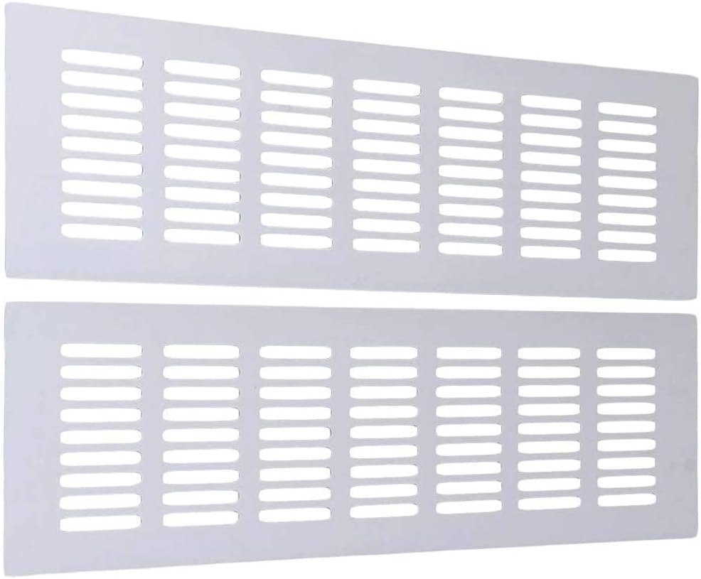 2 Stück Rechteckige Alu-Lüftungsgitter 150x300mm | Stegblech Für Belüftung Von Kühlschrank, PC, Mikrowelle | Matt Silber, Einfach Montierbar