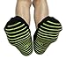 Non Slip Skid Socks with Grips, For Hospital Rehab, Yoga, Pilates, Barre, Traveling, Home Use, Black (Green Grippy Lines) - Size M/L, 2 Pairs