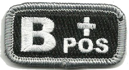 Tactical Blood Type Patches - "Type B Positive" - 2"x1" (Black & White)