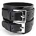 Casoty Jewelry Cool Wide Punk Rock Genuine Leather Tribe Wristband Cuff Bracelet Bangle Rope Black (Brown Opt Available)