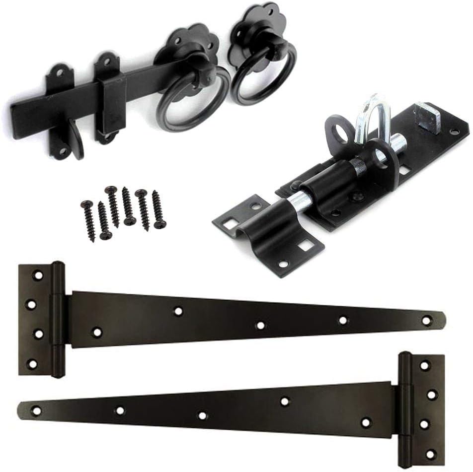 Merriway BH07085 Heavy Duty Wooden Gate Fitting, 2 x 18 inch Tee Hinges, Brenton Style Padbolt